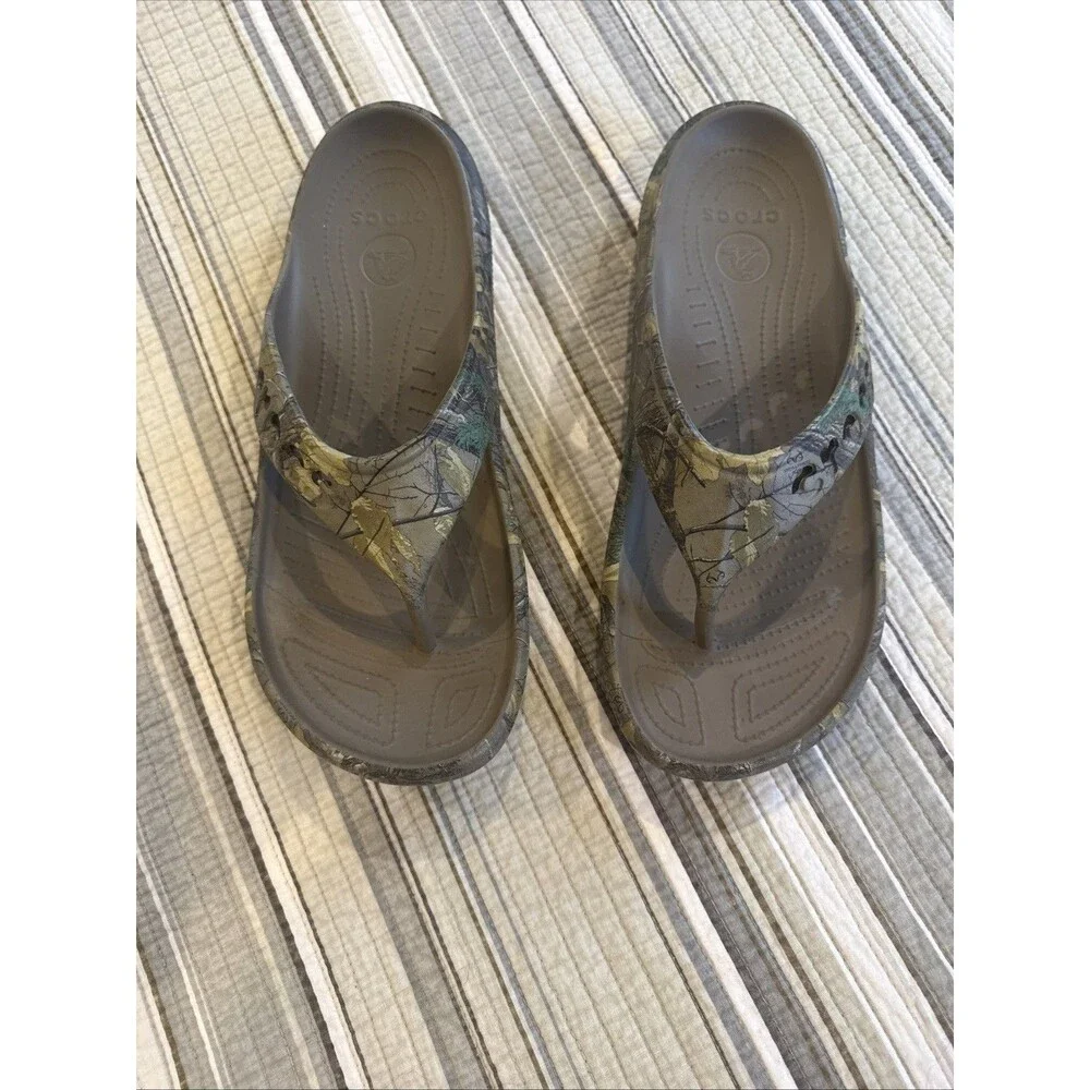 Crocs Flip Flop Brown Realtree Camo Advantage Thong Classic Sandals Mens Size 12